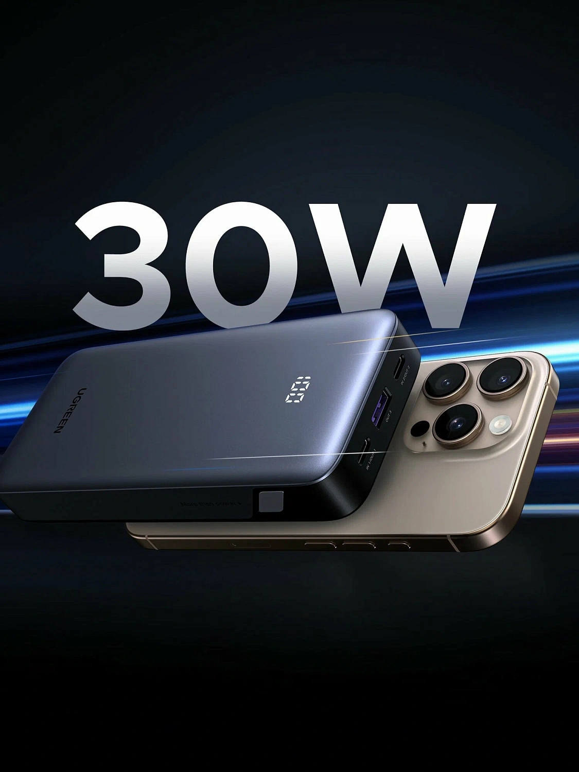 55994B Внешний аккумулятор UGREEN PB535 (55994B) 10000mAh Two-Way Fast Charging 2*USB-C&USB-A 30W